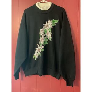 Logotel For Her 1980’s Sweatshirt POINSETTIAS Size Large